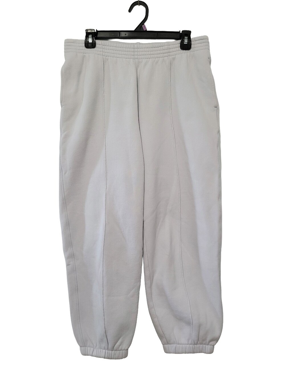 TNA Cozy Fleece Mega Joggers Light Gray Women's Sz L Loungewear Athleisure Comfy